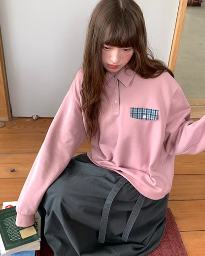 Fake Pocket Polo Sweatshirt BU0126