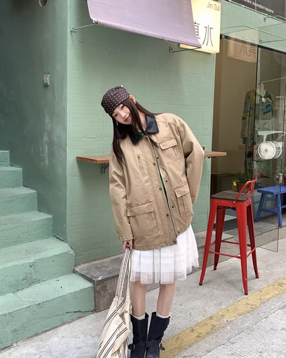 Contrast Collar Jacket  BU0128