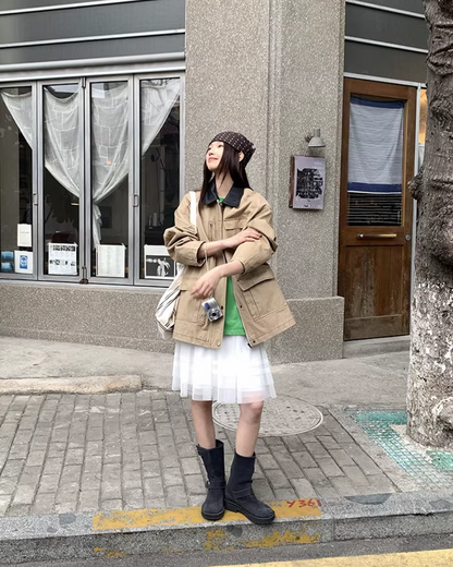 Contrast Collar Jacket  BU0128