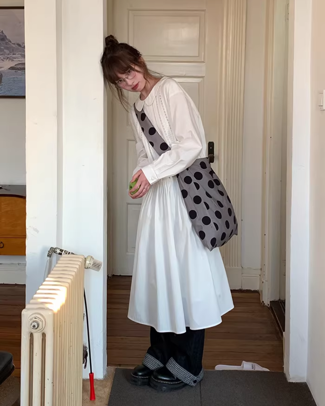 Plaid Turned-up Denim Pants  BU0129