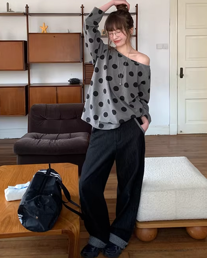 Plaid Turned-up Denim Pants  BU0129