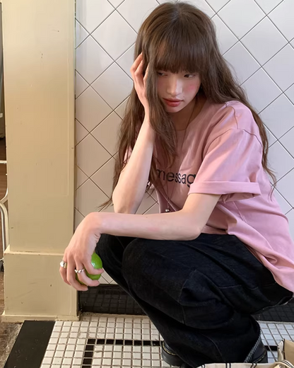 Plaid Turned-up Denim Pants  BU0129