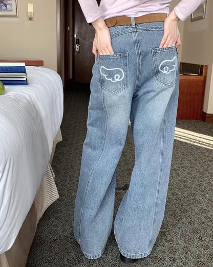 Back Pocket Design Denim Pants  BU0130