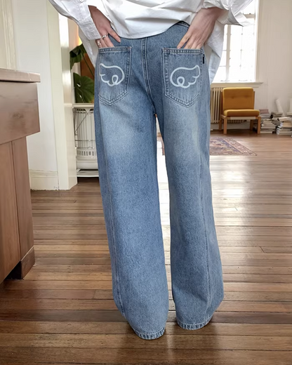 Back Pocket Design Denim Pants  BU0130