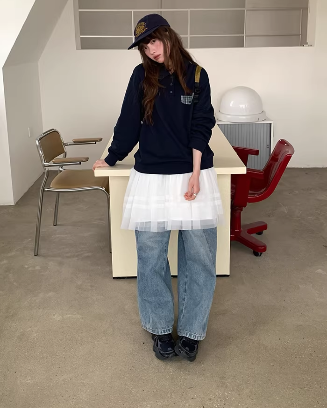 Back Pocket Design Denim Pants  BU0130