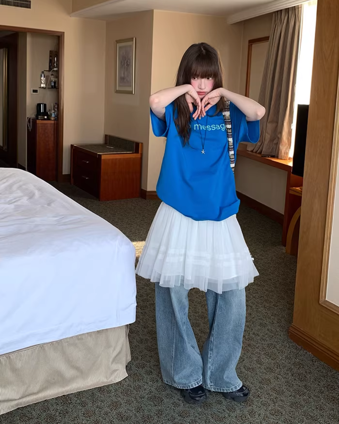 Back Pocket Design Denim Pants  BU0130