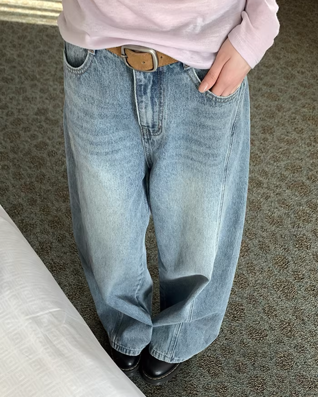 Back Pocket Design Denim Pants  BU0130