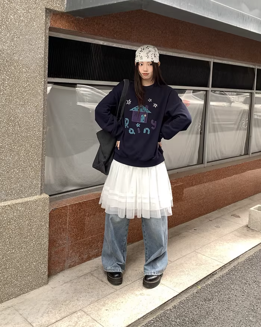 Back Pocket Design Denim Pants  BU0130