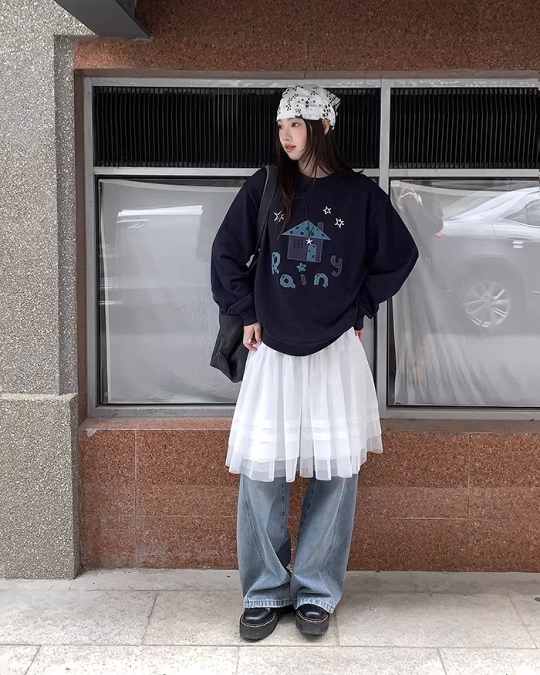 Back Pocket Design Denim Pants  BU0130