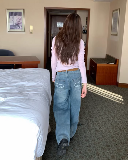 Back Pocket Design Denim Pants  BU0130