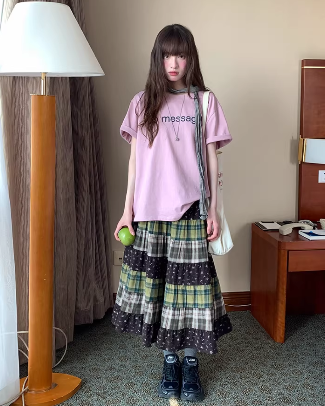 Retro Patchwork Long Skirt  BU0132