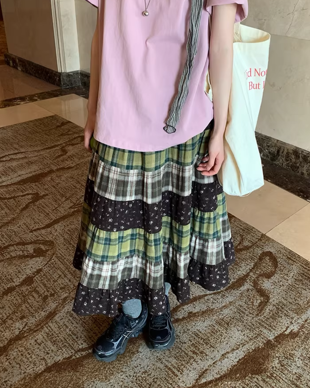 Retro Patchwork Long Skirt  BU0132