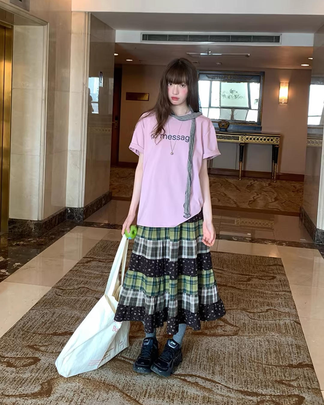 Retro Patchwork Long Skirt  BU0132