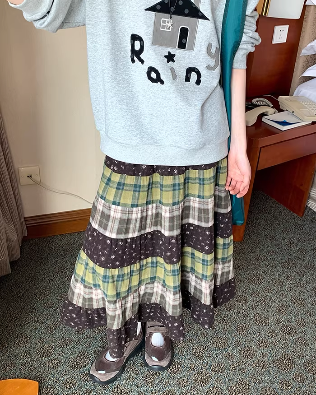 Retro Patchwork Long Skirt  BU0132