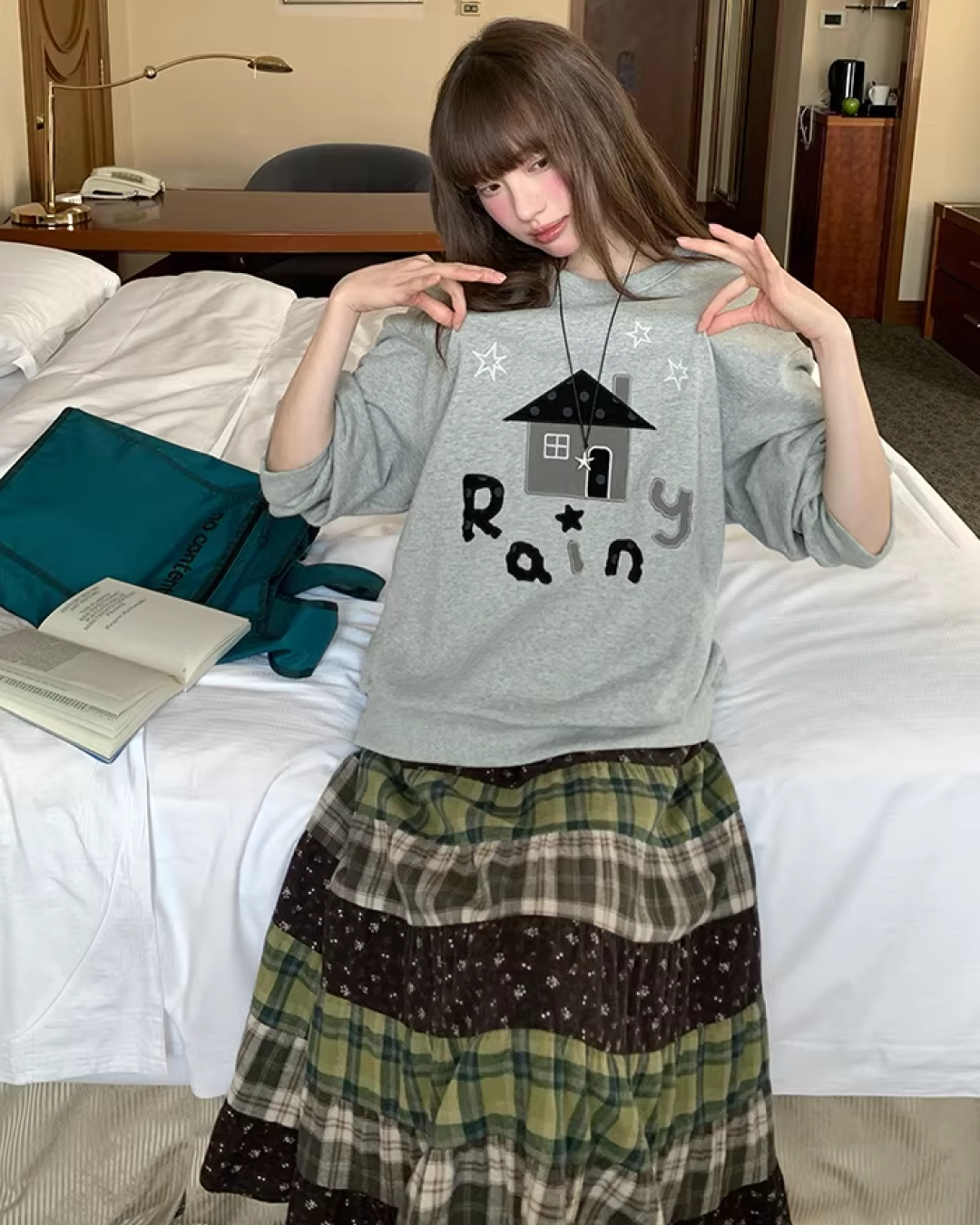 Retro Patchwork Long Skirt  BU0132