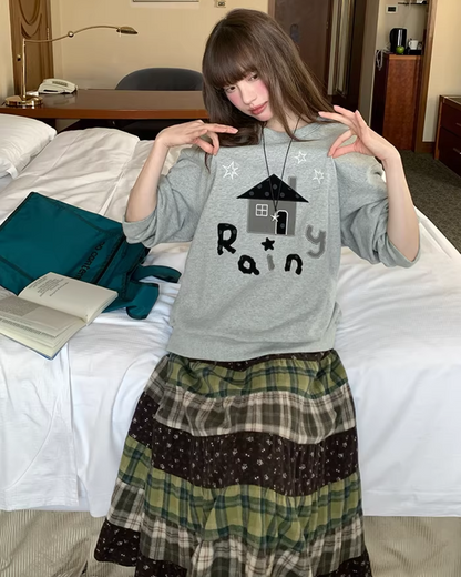 Retro Patchwork Long Skirt  BU0132