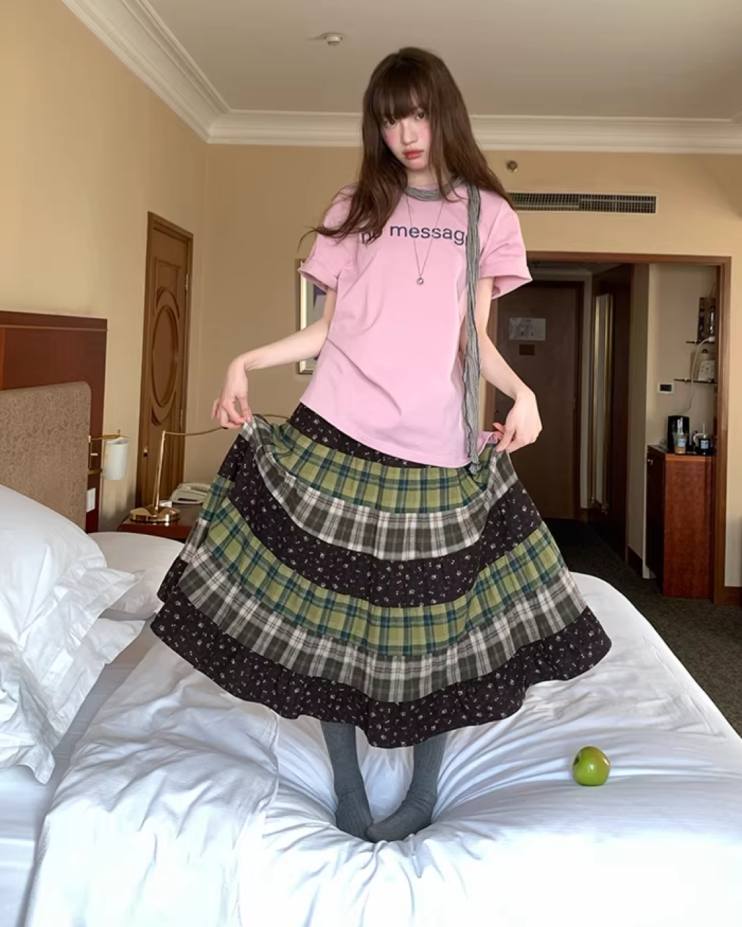 Retro Patchwork Long Skirt  BU0132