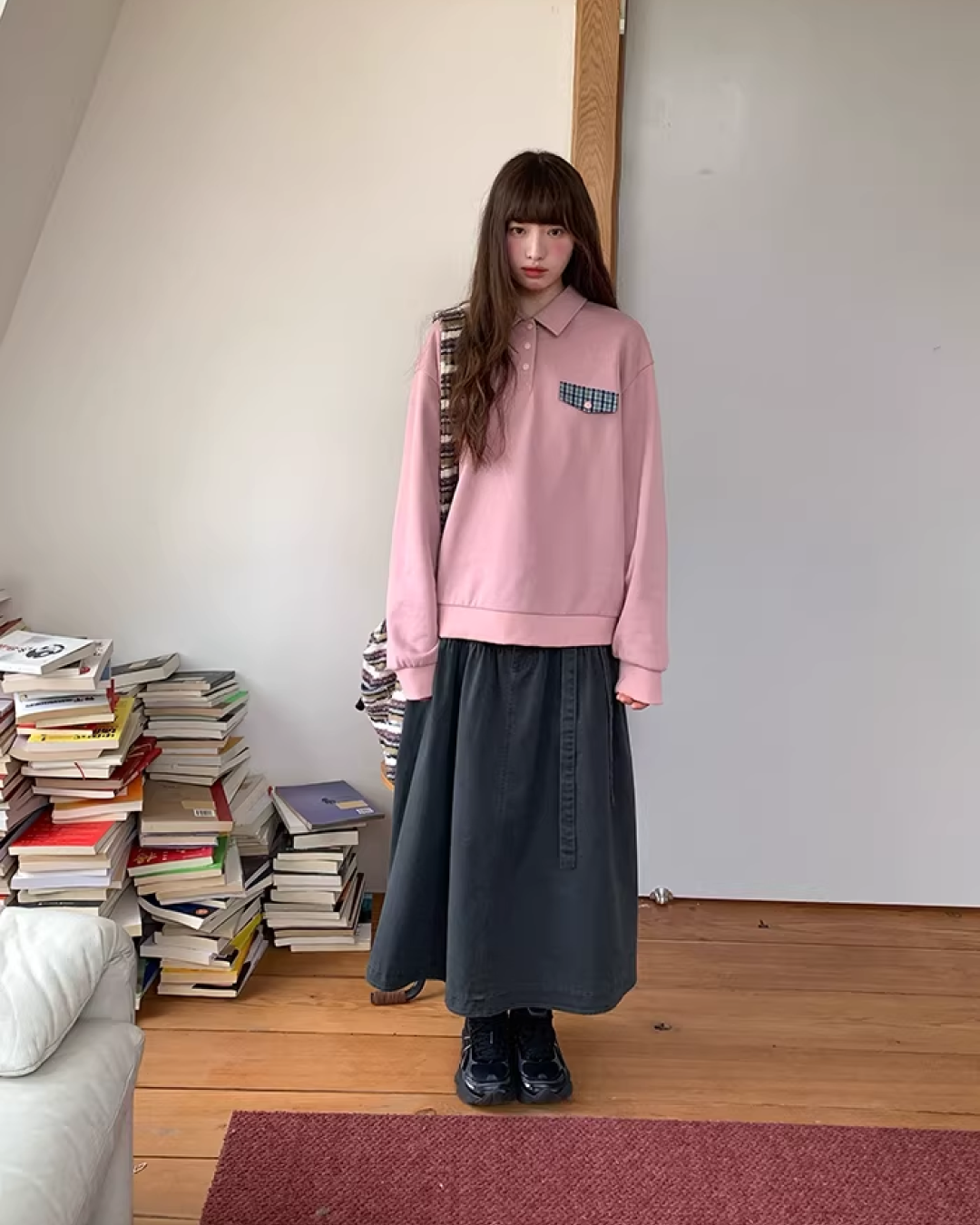 Gray Long Skirt  BU0133