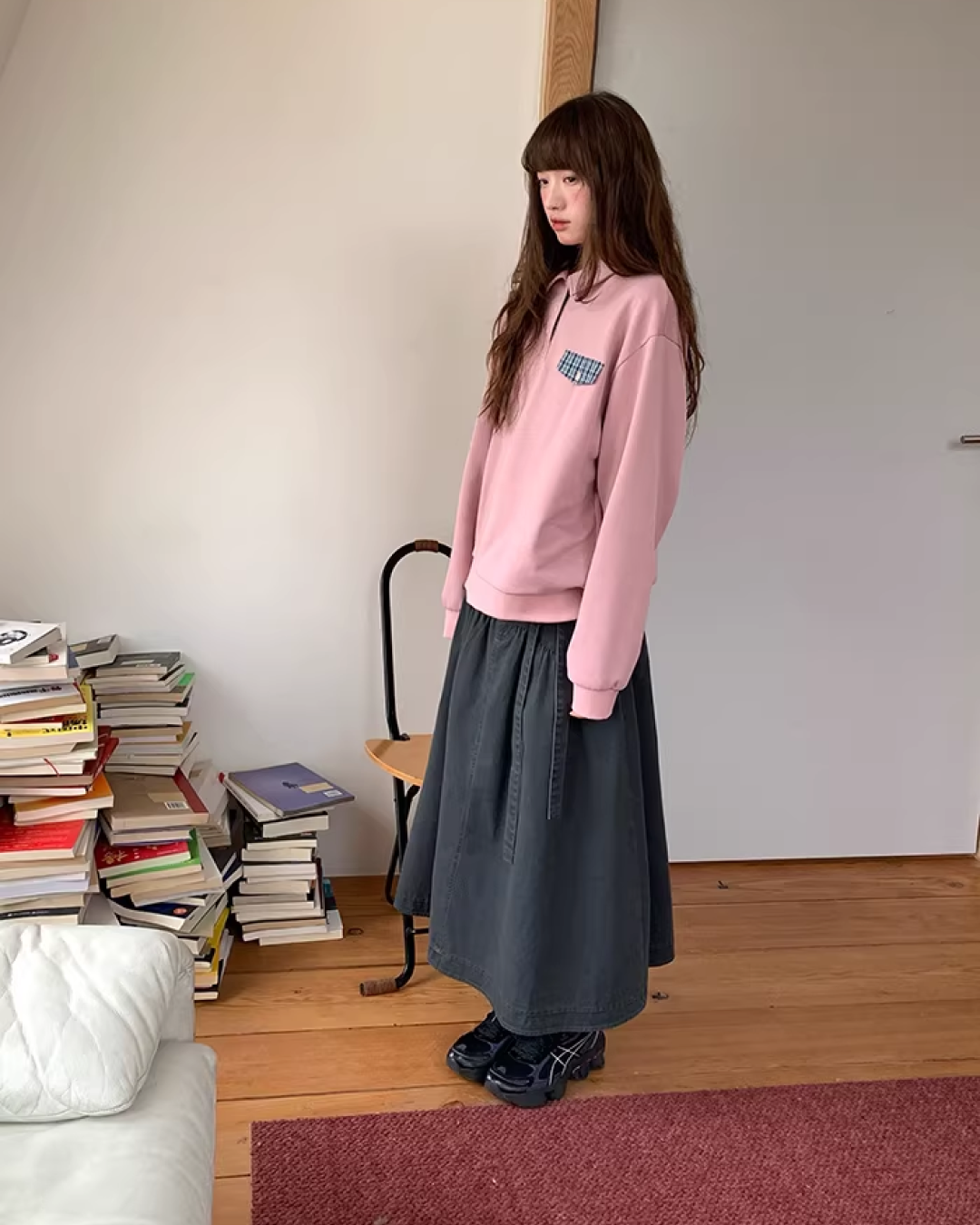 Gray Long Skirt  BU0133