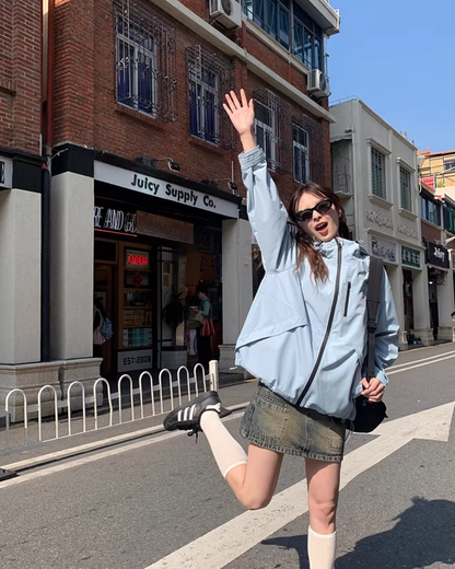 Nylon Windploof Drawstring Jacket BU0138