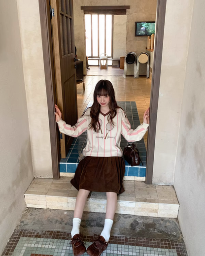 Corduroy Pleated Skirt  BU0166