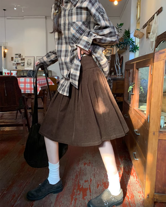 Corduroy Pleated Skirt  BU0166