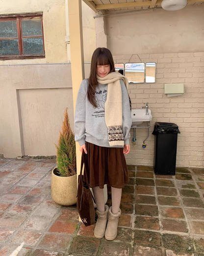 Corduroy Pleated Skirt  BU0166