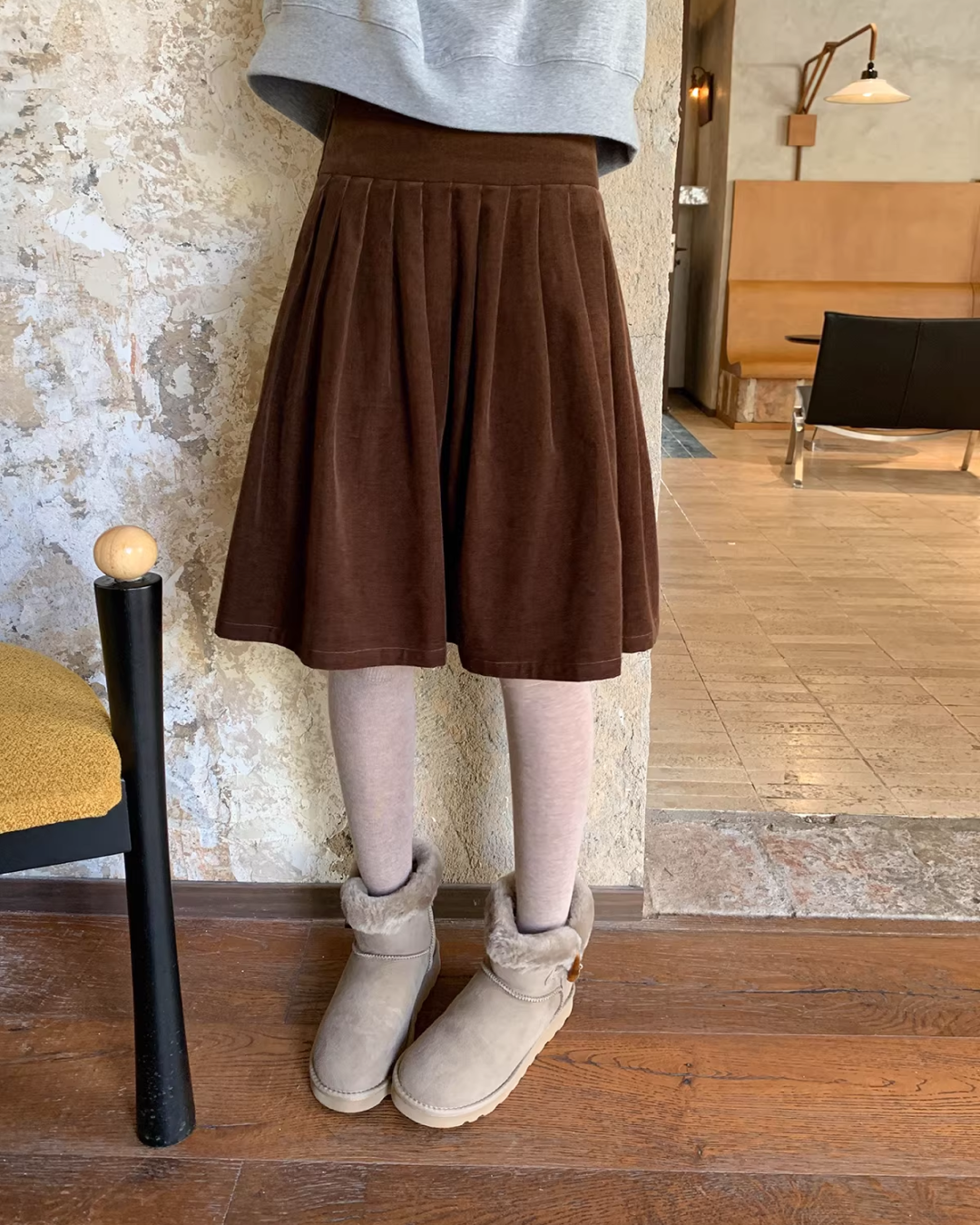 Corduroy Pleated Skirt  BU0166