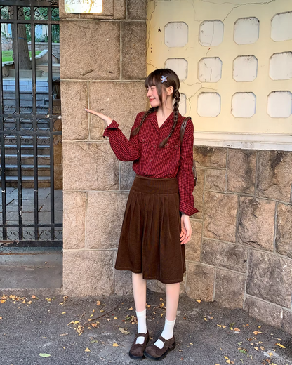 Corduroy Pleated Skirt  BU0166