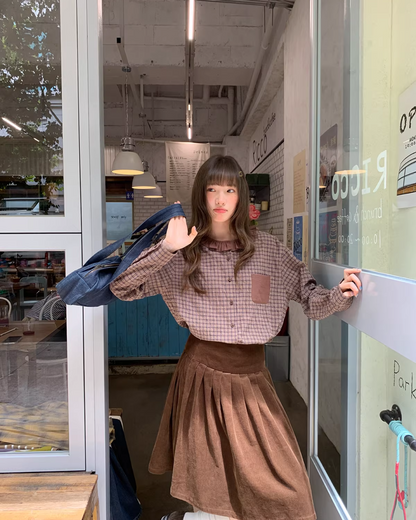 Corduroy Pleated Skirt  BU0166