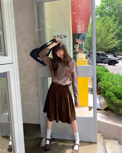 Corduroy Pleated Skirt  BU0166