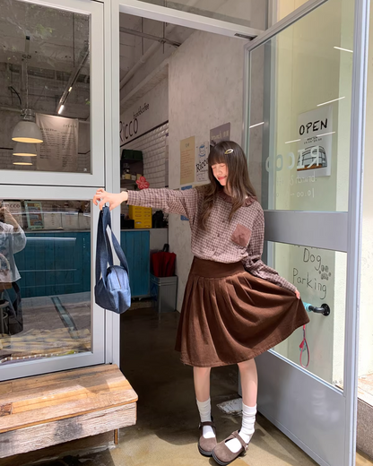 Corduroy Pleated Skirt  BU0166