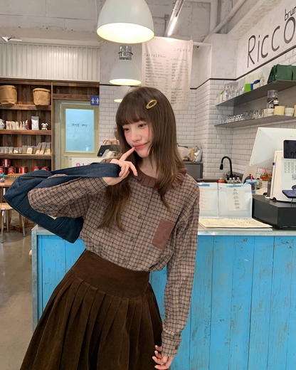 Corduroy Pleated Skirt  BU0166