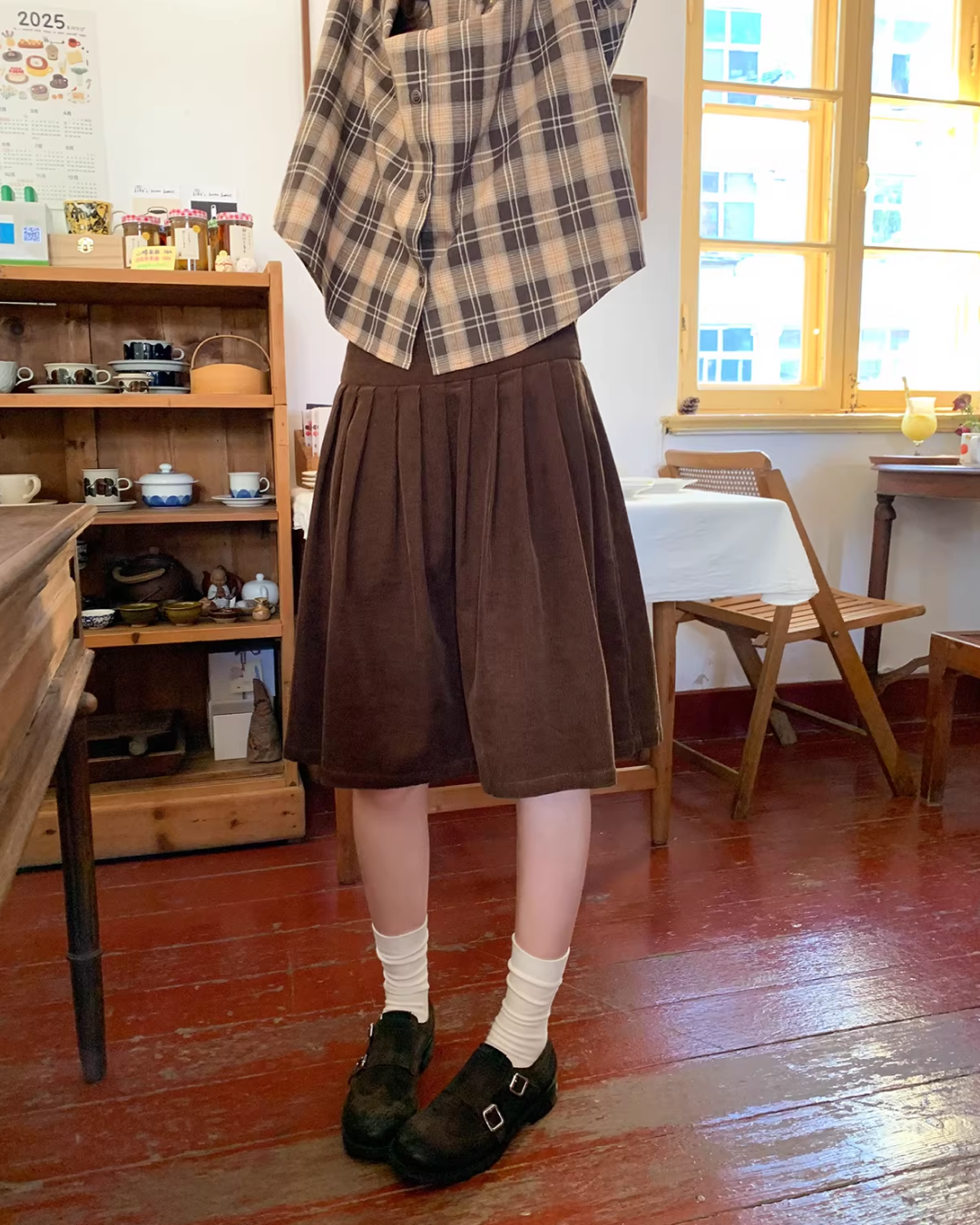 Corduroy Pleated Skirt  BU0166