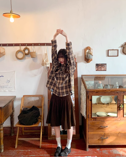 Corduroy Pleated Skirt  BU0166