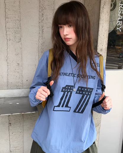 Nylon Print V-neck Shirt BU0142