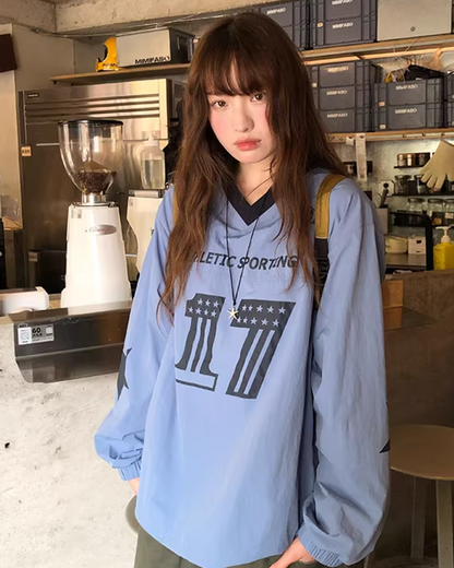 Nylon Print V-neck Shirt BU0142