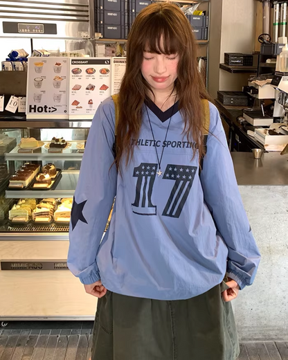 Nylon Print V-neck Shirt BU0142