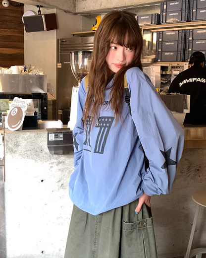 Nylon Print V-neck Shirt BU0142