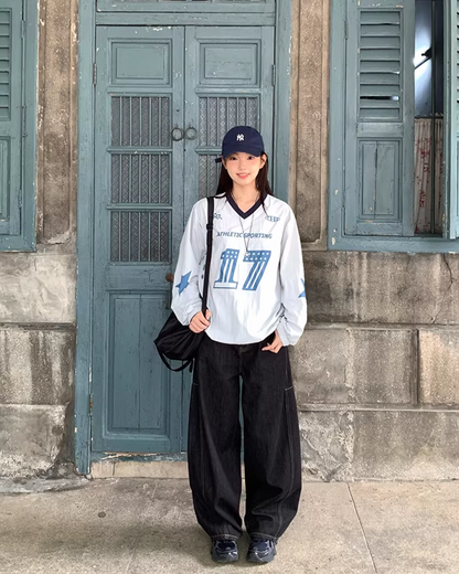 Nylon Print V-neck Shirt BU0142