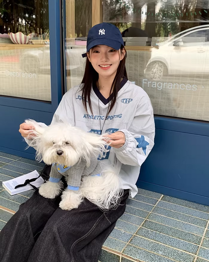 Nylon Print V-neck Shirt BU0142