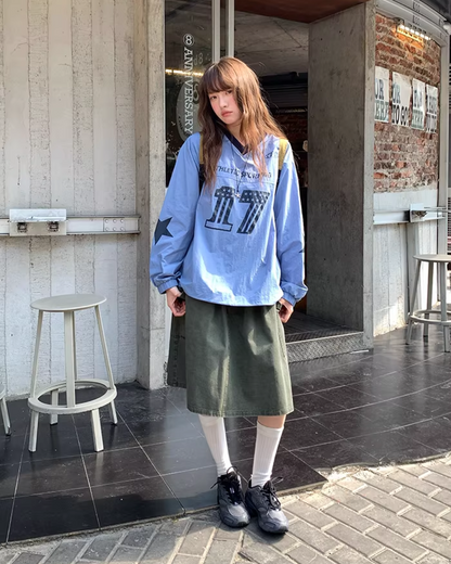 Nylon Print V-neck Shirt BU0142