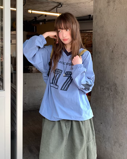 Nylon Print V-neck Shirt BU0142