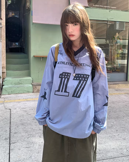 Nylon Print V-neck Shirt BU0142