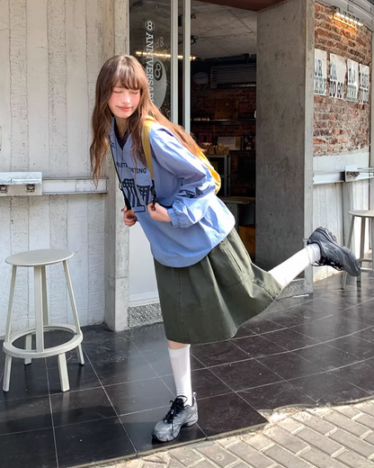 Nylon Print V-neck Shirt BU0142