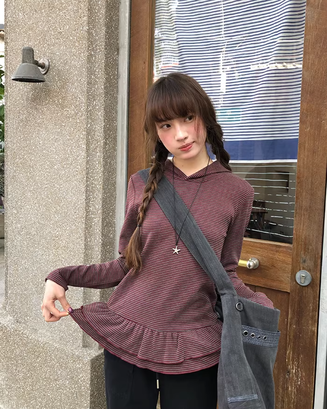 Border Frill Hoodie BU0147