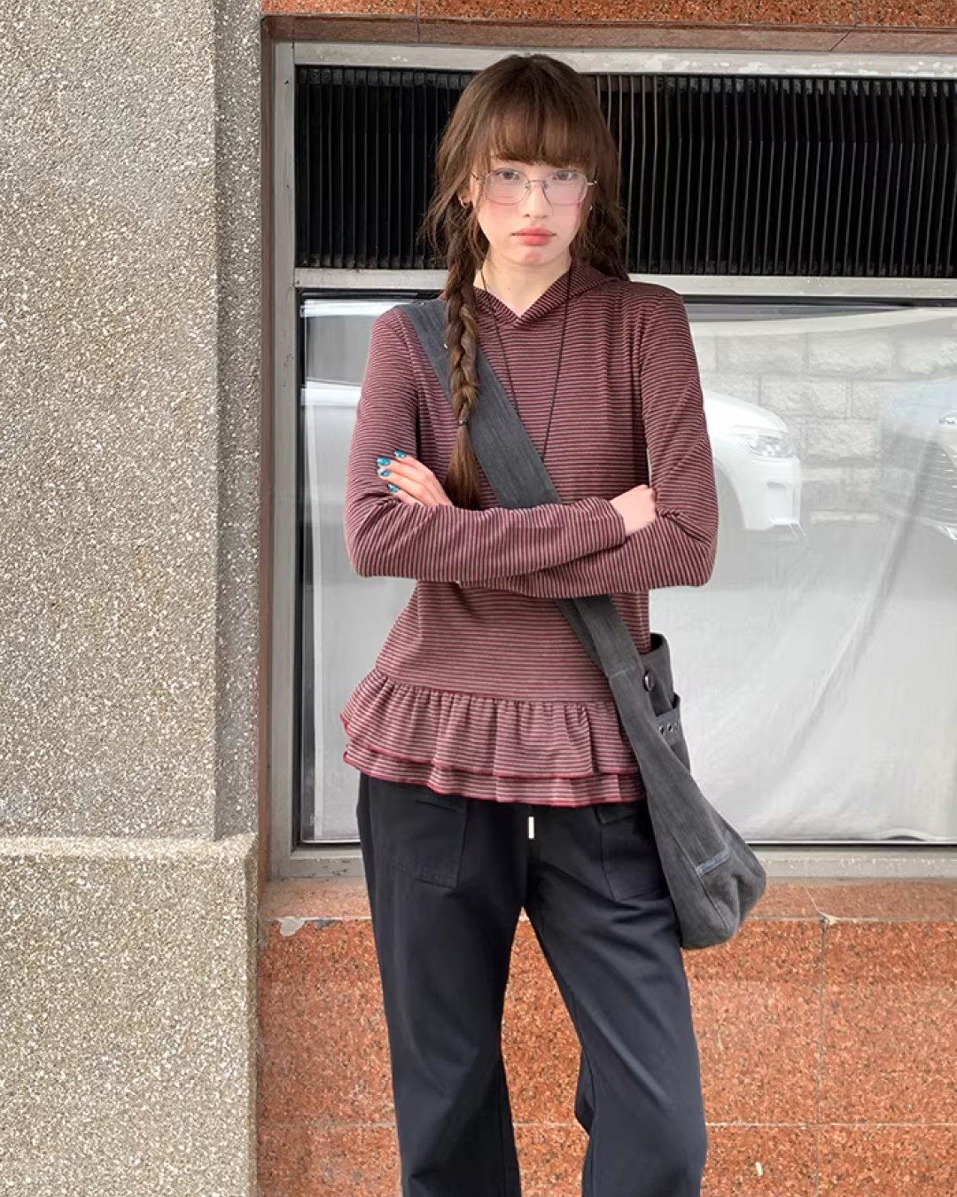 Border Frill Hoodie BU0147