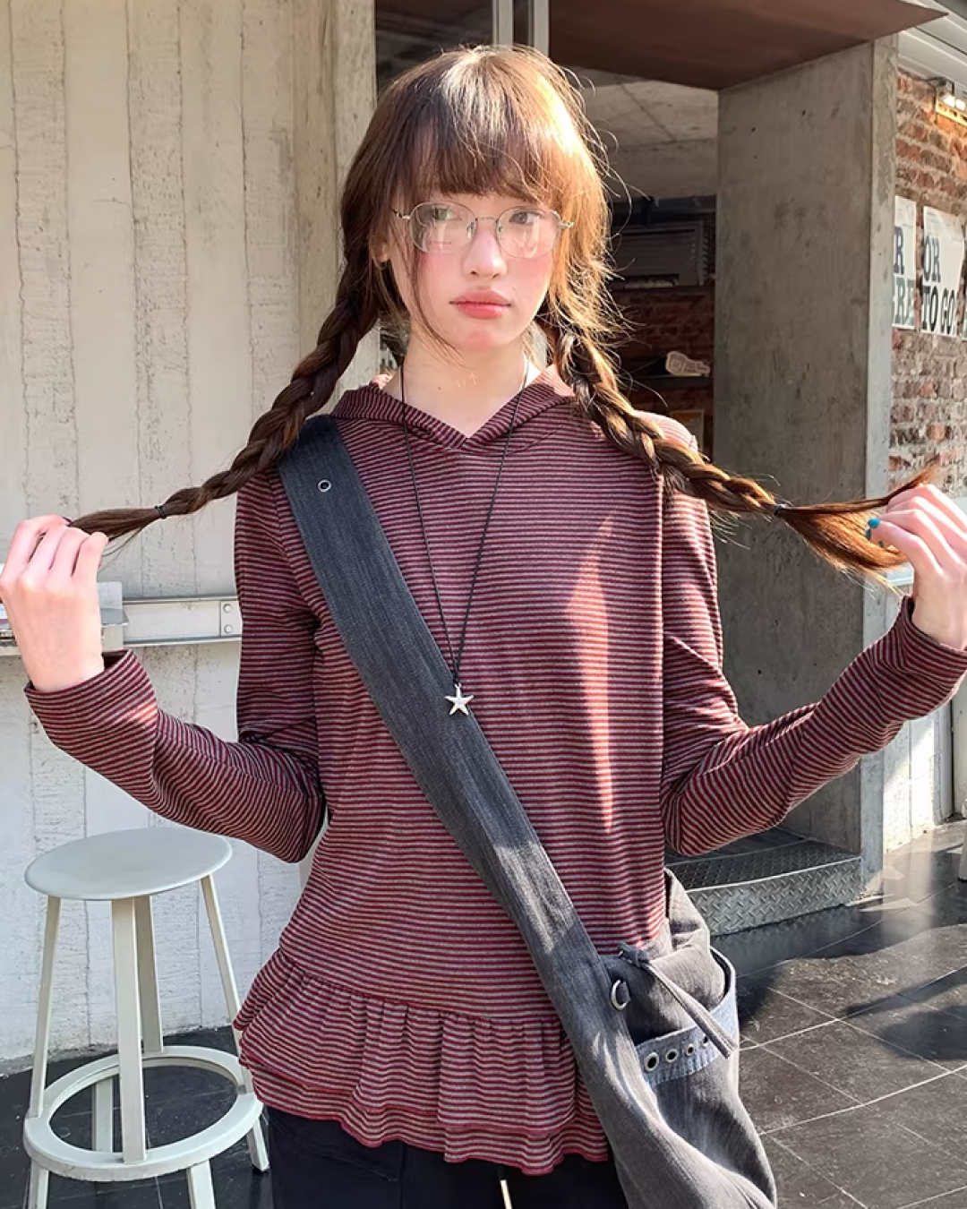 Border Frill Hoodie BU0147