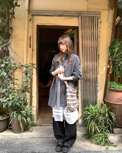 Gray Zip Button Outer  BU0155