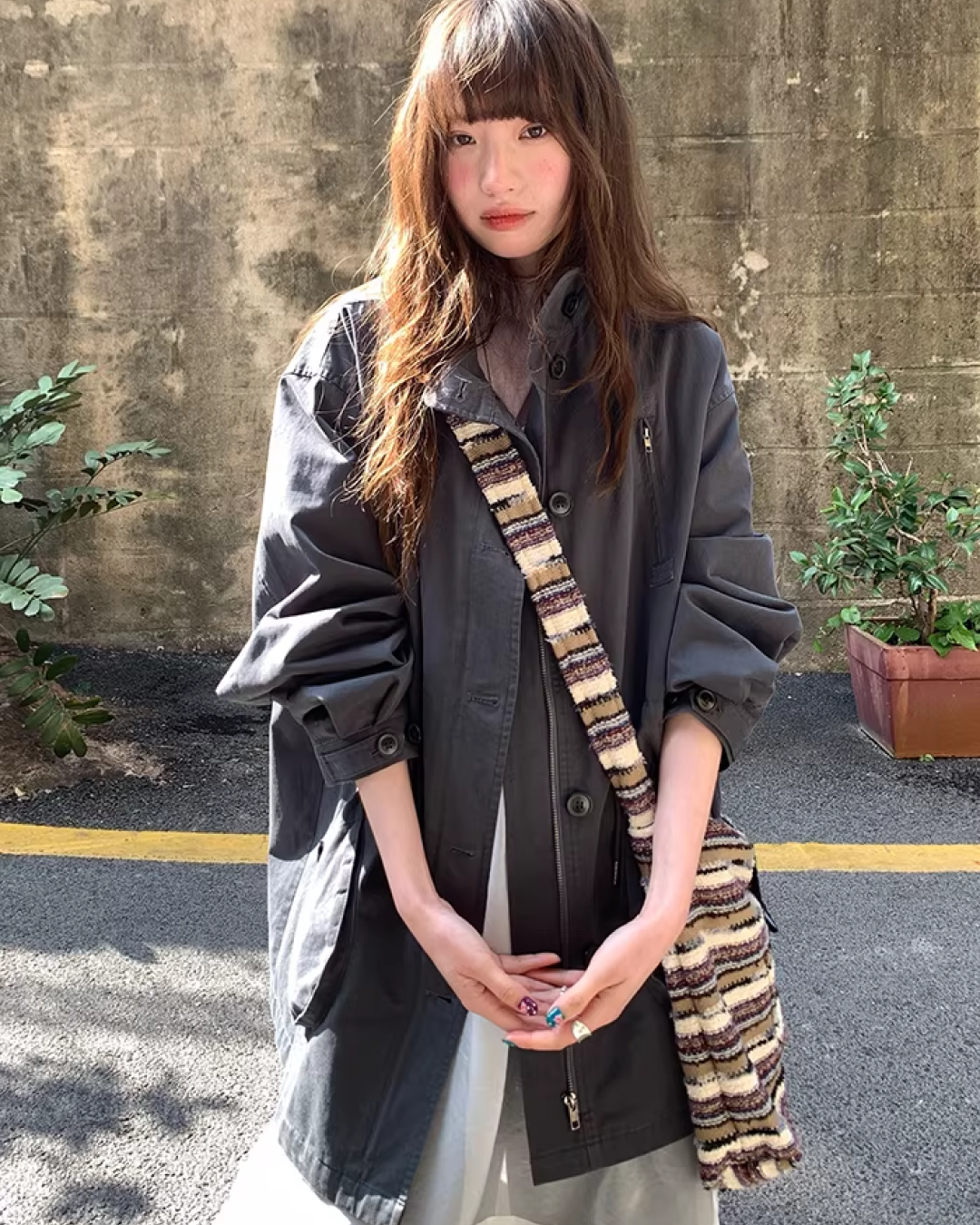 Gray Zip Button Outer  BU0155